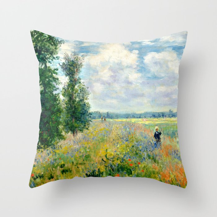 Claude Monet "Poppy Field, Argenteuil" Throw Pillow Gallery Image 6