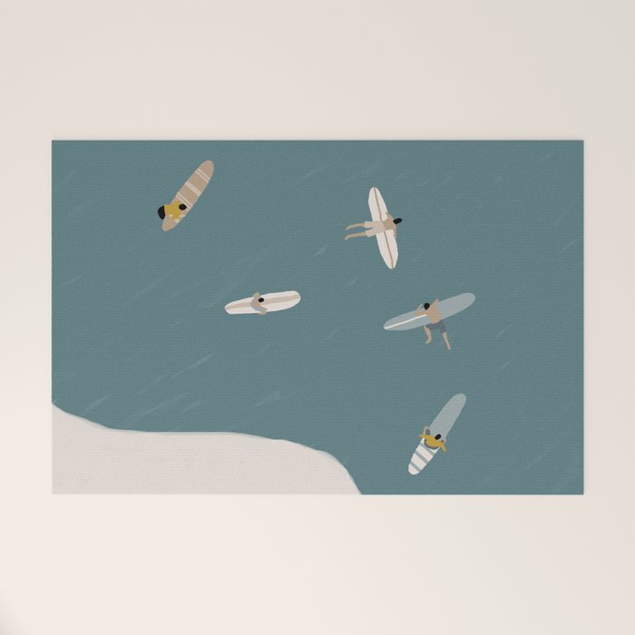 Surfers Surfing at the Sea Welcome Mat Gallery Image 1