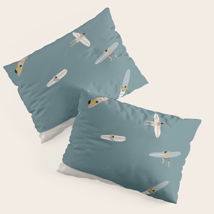 Surfers Surfing at the Sea Pillow Sham