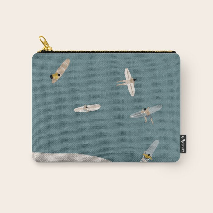 Surfers Surfing at the Sea Carry All Pouch Gallery Image 1