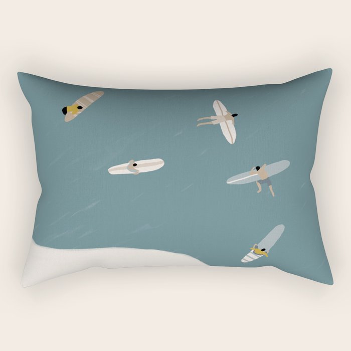 Surfers Surfing at the Sea Rectangular Pillow Gallery Image 1