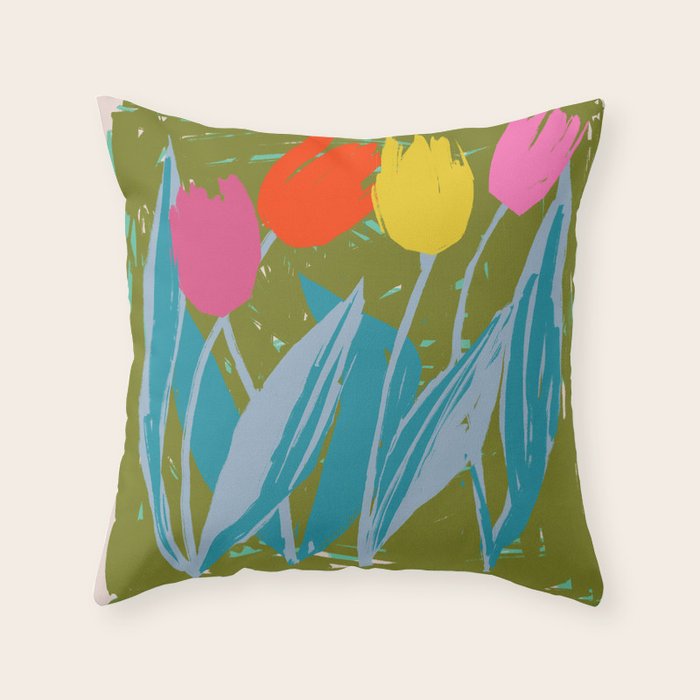Summer Block Of Tulips Throw Pillow Gallery Image 1