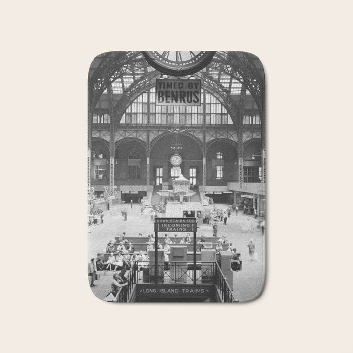 Penn Station 370 Seventh Avenue Train Station Concourse New York black and white photography - photo Bath Mat Gallery Image 1