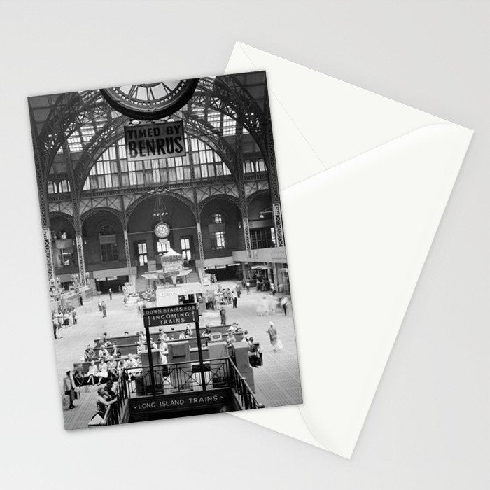 Penn Station 370 Seventh Avenue Train Station Concourse New York black and white photography - photo Stationery Card Gallery Image 2
