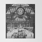 Penn Station 370 Seventh Avenue Train Station Concourse New York black and white photography - photo Throw Blanket Gallery Image 2