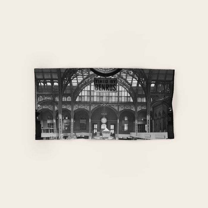 Penn Station 370 Seventh Avenue Train Station Concourse New York black and white photography - photo Bath Towel Gallery Image 1