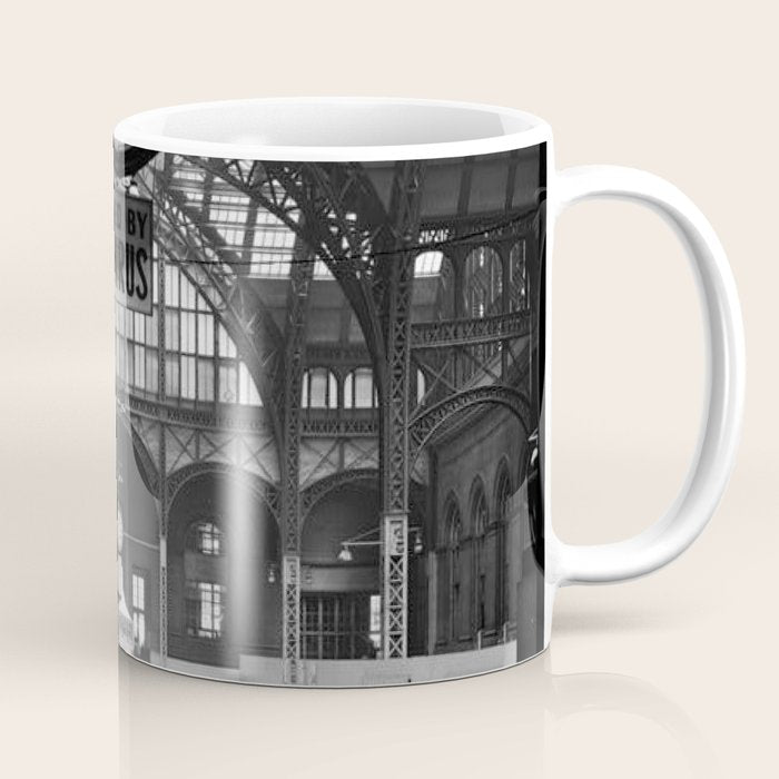 Penn Station 370 Seventh Avenue Train Station Concourse New York black and white photography - photo Coffee Mug Gallery Image 1