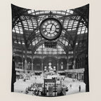 Penn Station 370 Seventh Avenue Train Station Concourse New York black and white photography - photo Wall Tapestry Gallery Image 4