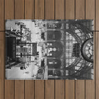 Penn Station 370 Seventh Avenue Train Station Concourse New York black and white photography - photo Outdoor Rug Gallery Image 1