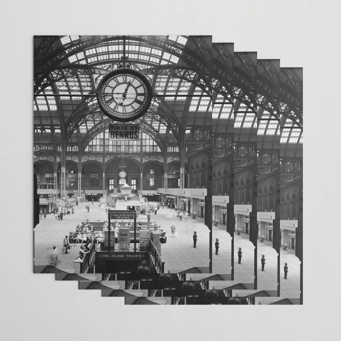 Penn Station 370 Seventh Avenue Train Station Concourse New York black and white photography - photo Wrapping Paper Gallery Image 3