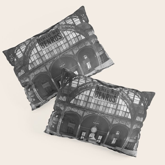 Penn Station 370 Seventh Avenue Train Station Concourse New York black and white photography - photo Pillow Sham Gallery Image 3