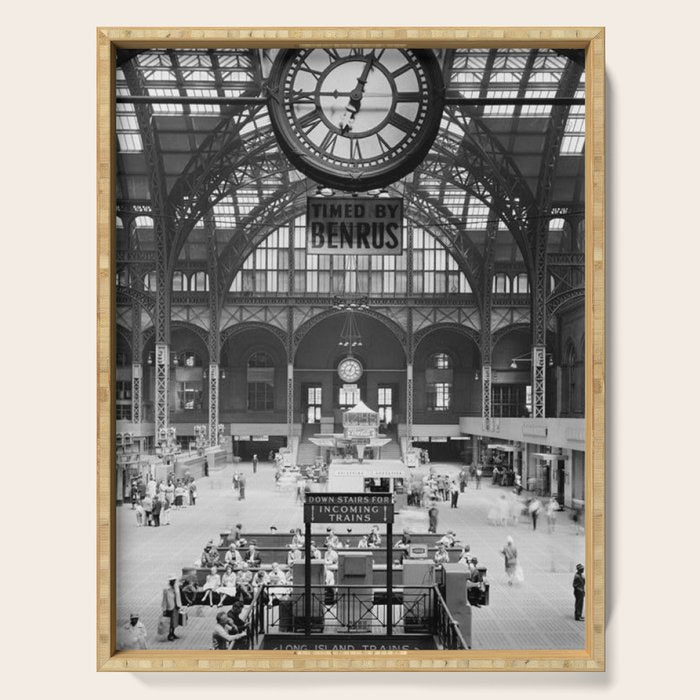Penn Station 370 Seventh Avenue Train Station Concourse New York black and white photography - photo Serving Tray Gallery Image 1
