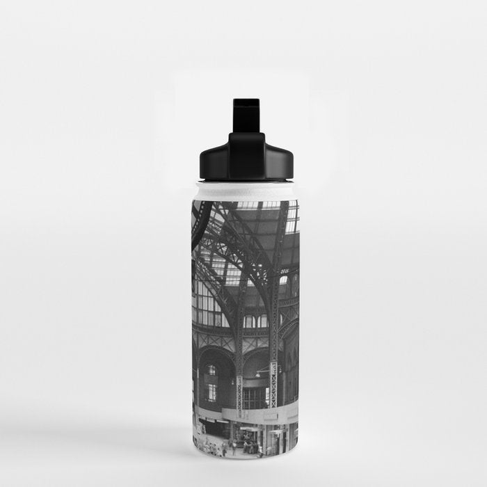 Penn Station 370 Seventh Avenue Train Station Concourse New York black and white photography - photo Water Bottle Gallery Image 2