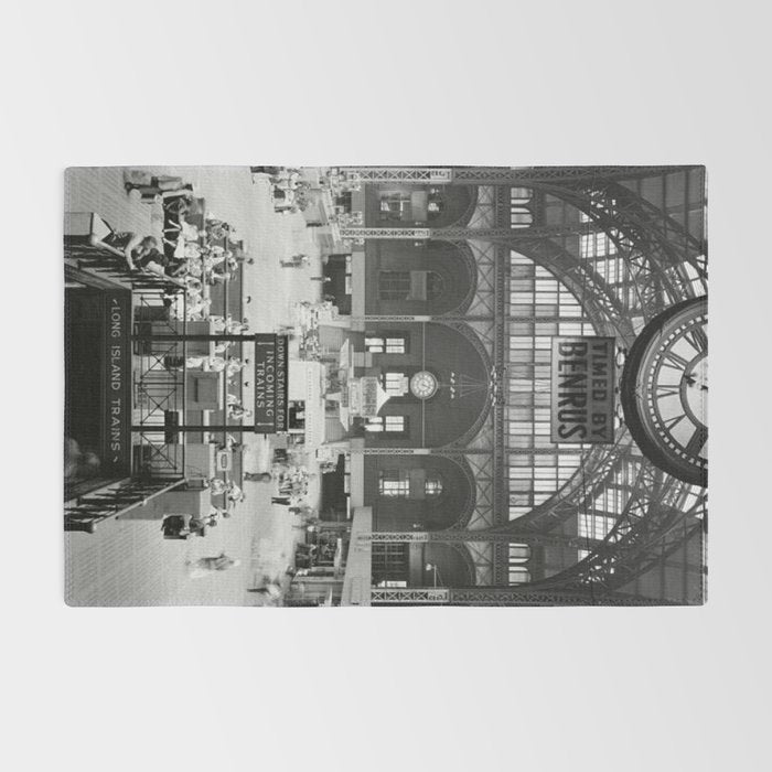 Penn Station 370 Seventh Avenue Train Station Concourse New York black and white photography - photo Rug Gallery Image 2
