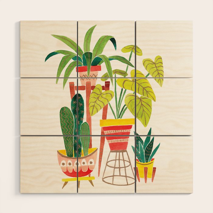 Happy Plants Happy Home Wood Wall Art Gallery Image 1