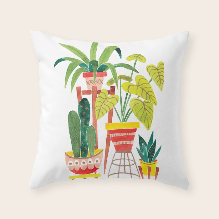 Happy Plants Happy Home Throw Pillow Gallery Image 1
