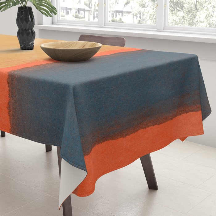 Colourful Field Lemon Slate Blue Tablecloth Gallery Image 3