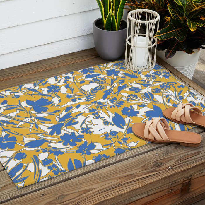 Simplistic silhouette flowers YB Outdoor Rug Gallery Image 2