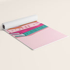One more chapter // pastel pink background orange tabby cat striped mug with plants fuchsia pink and green books  Yoga Mat Gallery Image 2