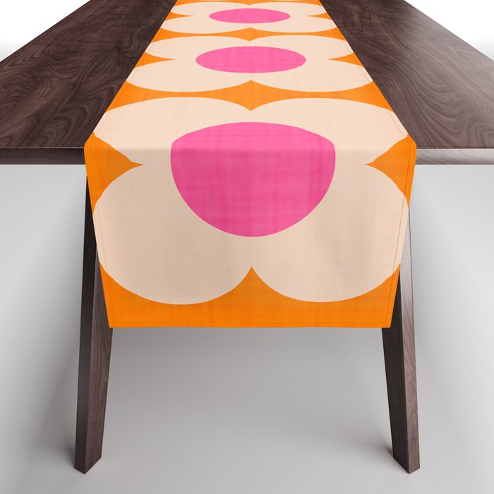 Retro Blossom - orange pink Table Runner Gallery Image 1