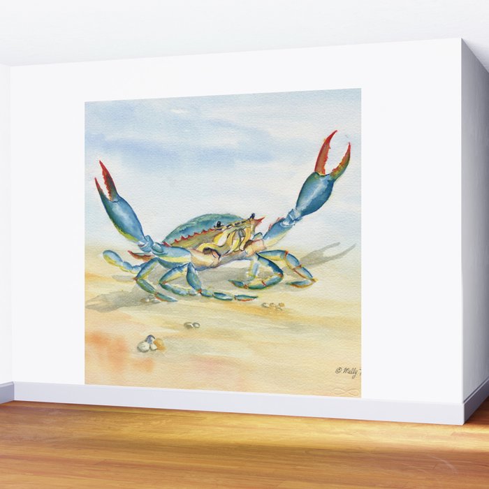 Colorful Blue Crab 2 Wall Mural Gallery Image 2