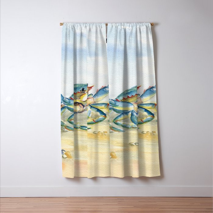 Colorful Blue Crab 2 Window Curtain Gallery Image 3