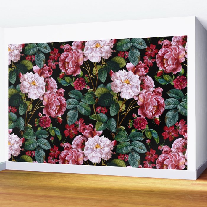 Red Floral Garden Wall Mural Gallery Image 2