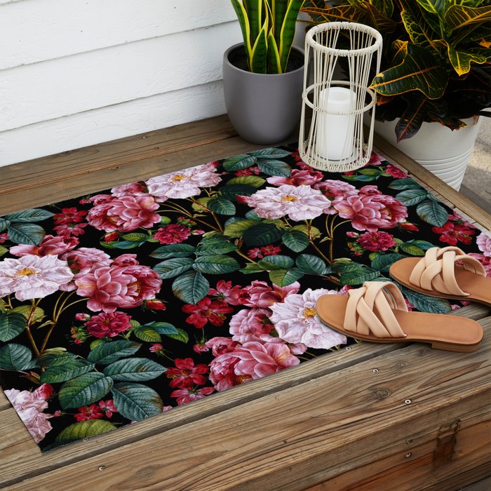 Red Floral Garden Outdoor Rug Gallery Image 2
