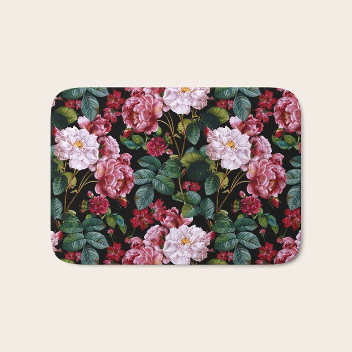 Red Floral Garden Bath Mat Gallery Image 1