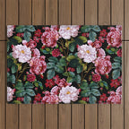 Red Floral Garden Outdoor Rug Gallery Image 1
