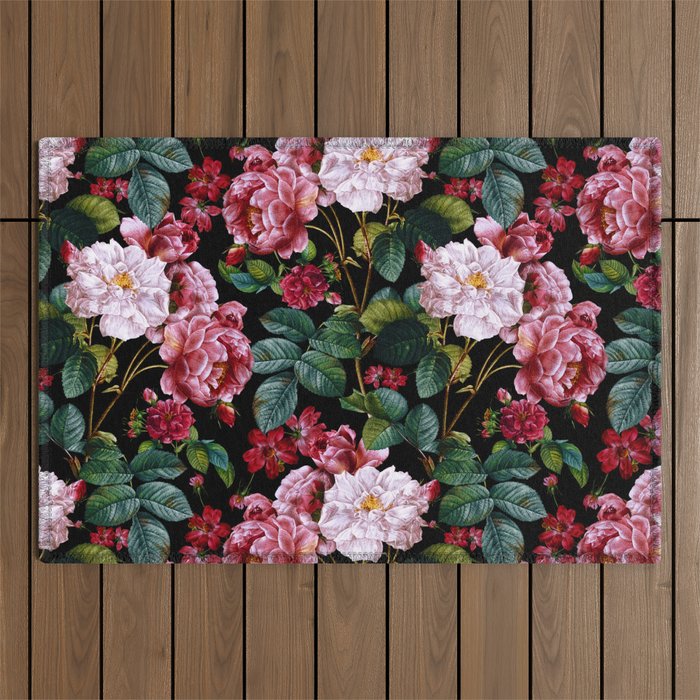 Red Floral Garden Outdoor Rug Gallery Image 1