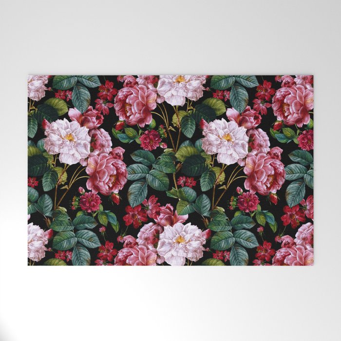 Red Floral Garden Welcome Mat Gallery Image 1
