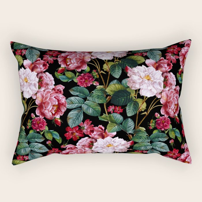 Red Floral Garden Rectangular Pillow Gallery Image 2