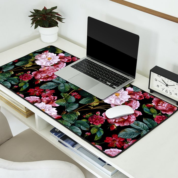 Red Floral Garden Desk Mat Gallery Image 2