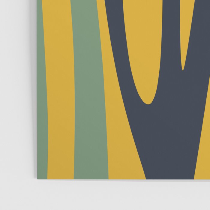 Midcentury Terzo Stripes Abstract Minimalist Pattern Mustard Blue Orange Poster Gallery Image 3