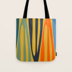Midcentury Terzo Stripes Abstract Minimalist Pattern Mustard Blue Orange Tote Bag Gallery Image 1