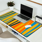 Midcentury Terzo Stripes Abstract Minimalist Pattern Mustard Blue Orange Desk Mat Gallery Image 2