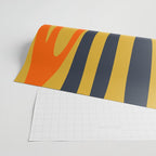 Midcentury Terzo Stripes Abstract Minimalist Pattern Mustard Blue Orange Wrapping Paper Gallery Image 2