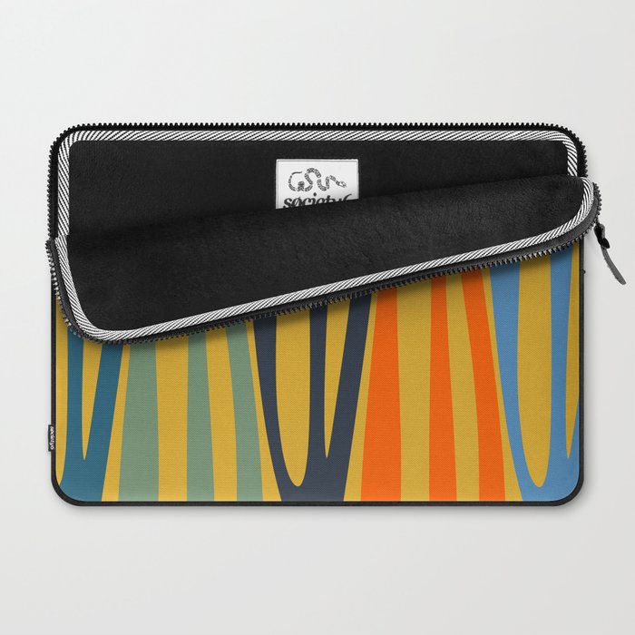 Midcentury Terzo Stripes Abstract Minimalist Pattern Mustard Blue Orange Laptop Sleeve Gallery Image 2