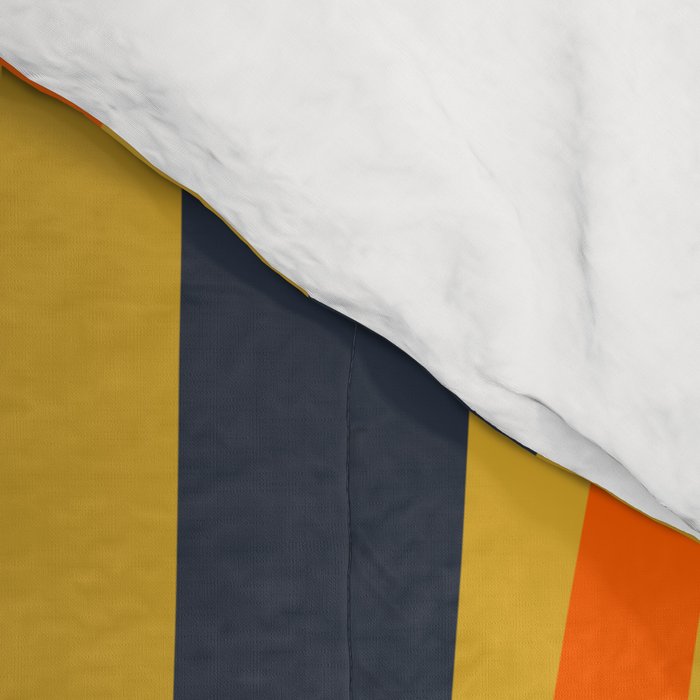 Midcentury Terzo Stripes Abstract Minimalist Pattern Mustard Blue Orange Comforter Gallery Image 4