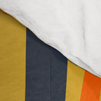 Midcentury Terzo Stripes Abstract Minimalist Pattern Mustard Blue Orange Comforter Gallery Image 4
