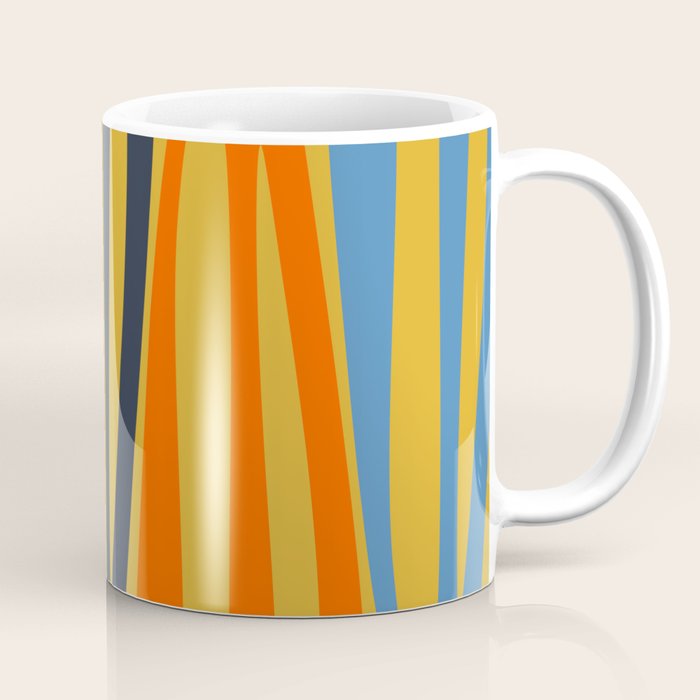 Midcentury Terzo Stripes Abstract Minimalist Pattern Mustard Blue Orange Coffee Mug Gallery Image 1