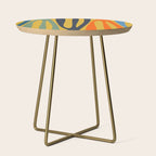Midcentury Terzo Stripes Abstract Minimalist Pattern Mustard Blue Orange Side Table Gallery Image 1