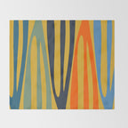 Midcentury Terzo Stripes Abstract Minimalist Pattern Mustard Blue Orange Throw Blanket Gallery Image 2