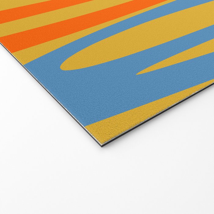 Midcentury Terzo Stripes Abstract Minimalist Pattern Mustard Blue Orange Welcome Mat Gallery Image 2