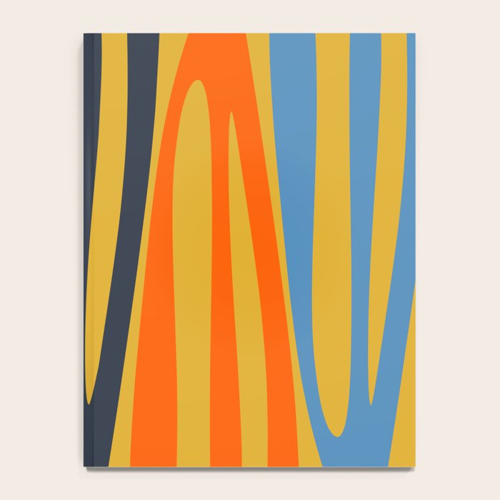 Midcentury Terzo Stripes Abstract Minimalist Pattern Mustard Blue Orange Notebook Gallery Image 4