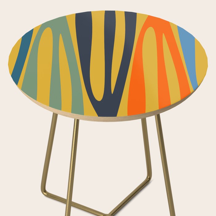 Midcentury Terzo Stripes Abstract Minimalist Pattern Mustard Blue Orange Side Table Gallery Image 2