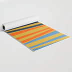 Midcentury Terzo Stripes Abstract Minimalist Pattern Mustard Blue Orange Yoga Mat Gallery Image 2