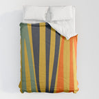 Midcentury Terzo Stripes Abstract Minimalist Pattern Mustard Blue Orange Comforter Gallery Image 6