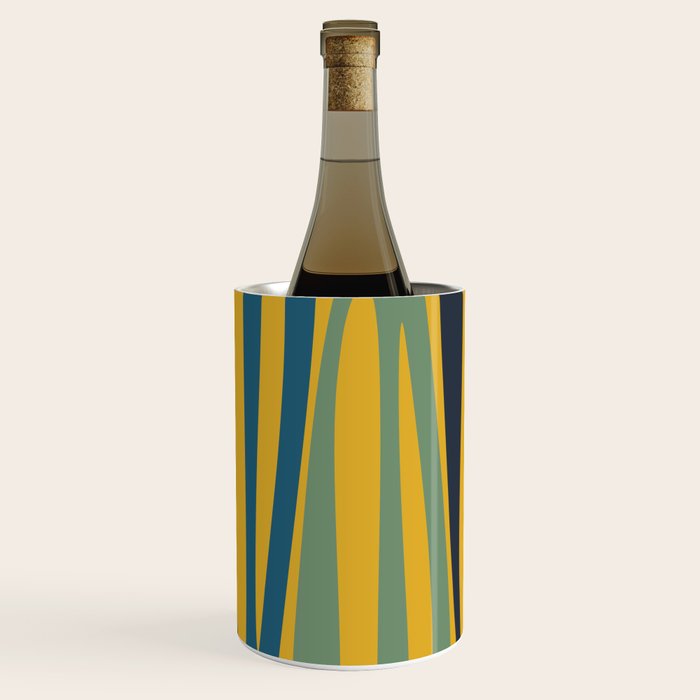 Midcentury Terzo Stripes Abstract Minimalist Pattern Mustard Blue Orange Wine Chiller Gallery Image 2
